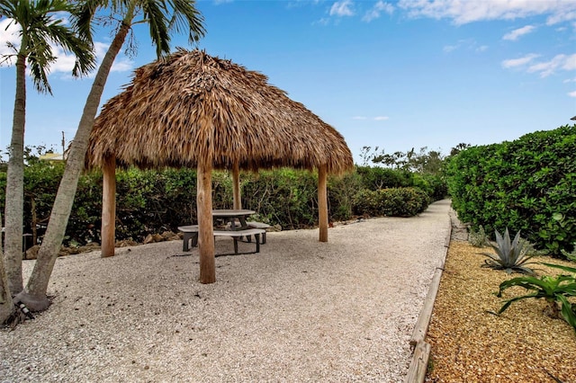 view of community featuring a gazebo