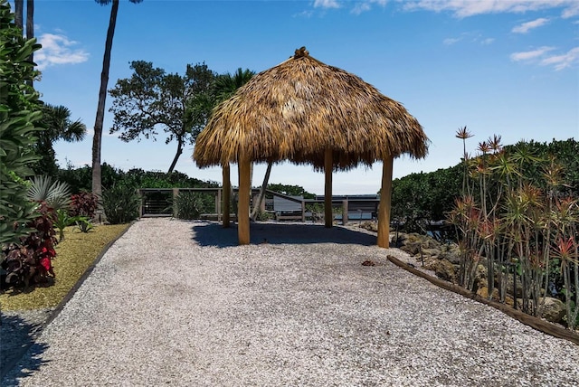 exterior space featuring a gazebo