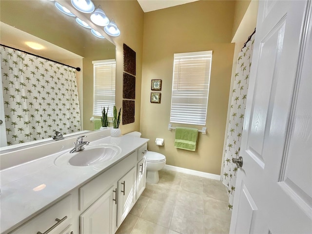 bathroom featuring tile patterned floors, toilet, and vanity