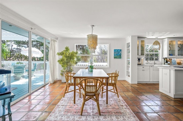 dining area featuring sink