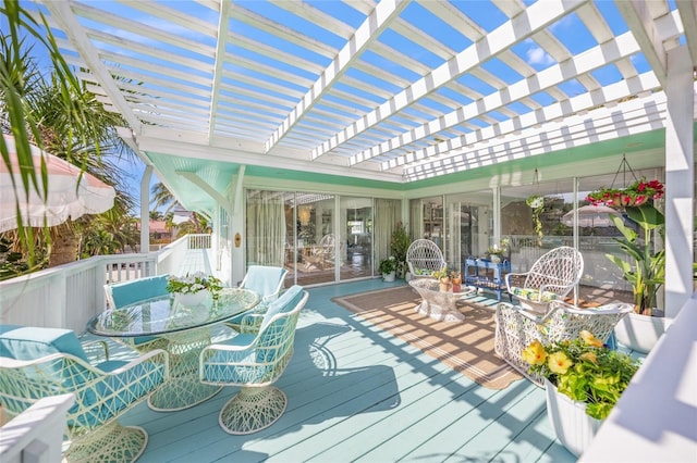 deck featuring a pergola