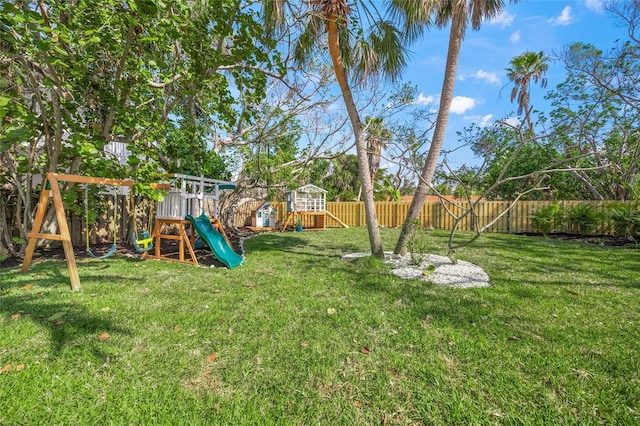 view of yard featuring a playground