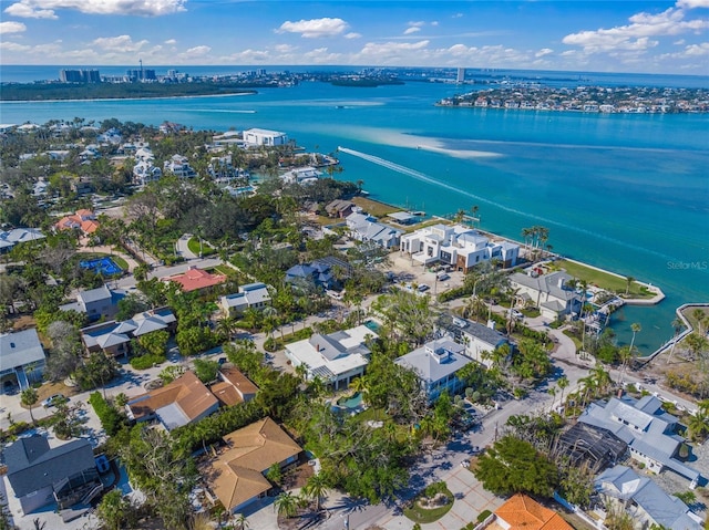 bird's eye view featuring a water view