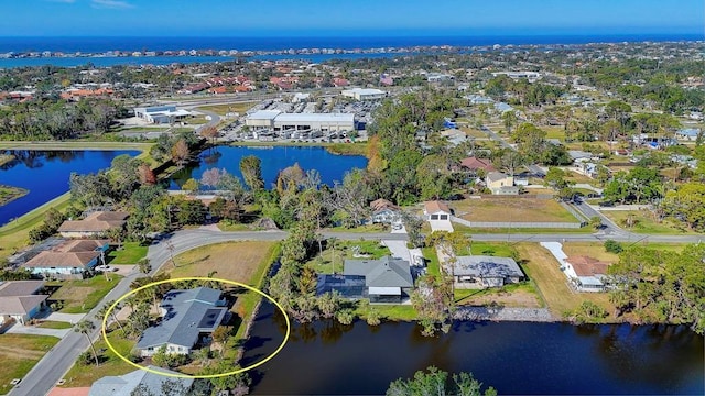 bird's eye view featuring a water view