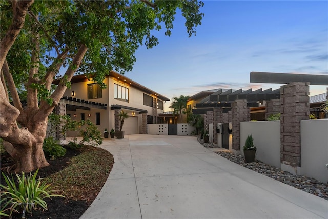 view of front of property featuring a garage