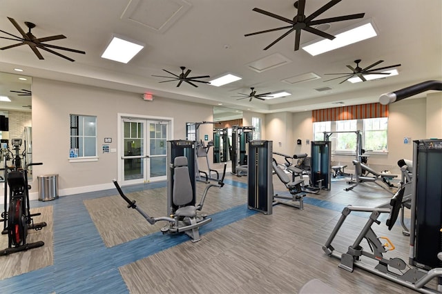 workout area with french doors