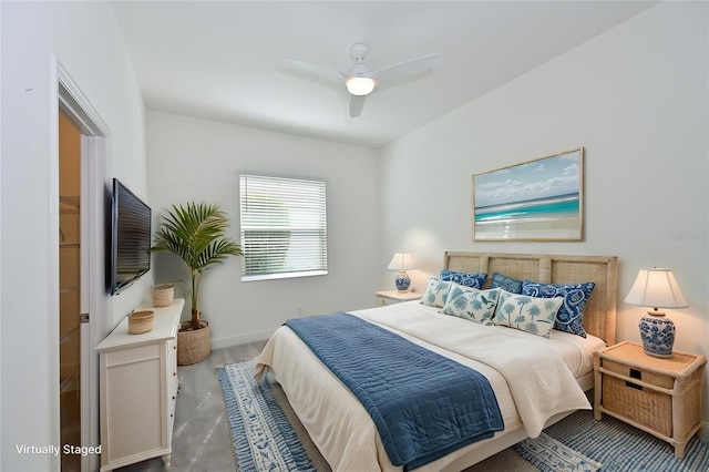 bedroom featuring ceiling fan