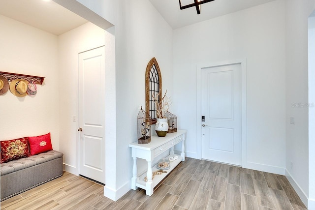 entrance foyer with light wood-type flooring