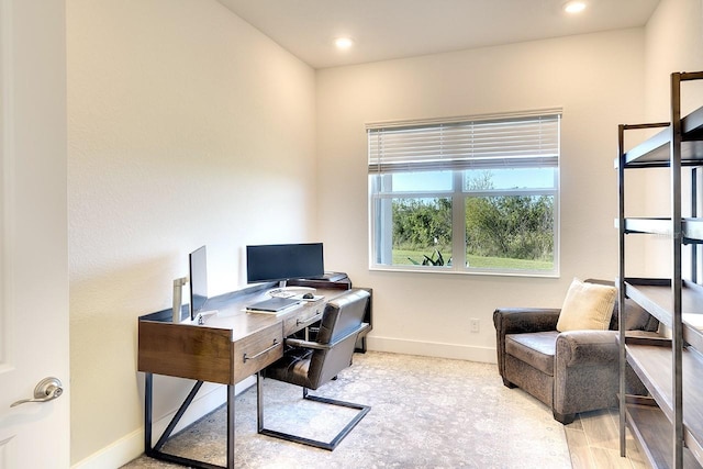 office space featuring light wood-type flooring