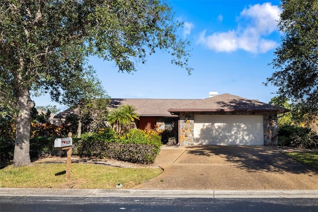 single story home with a garage