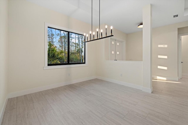 view of unfurnished dining area