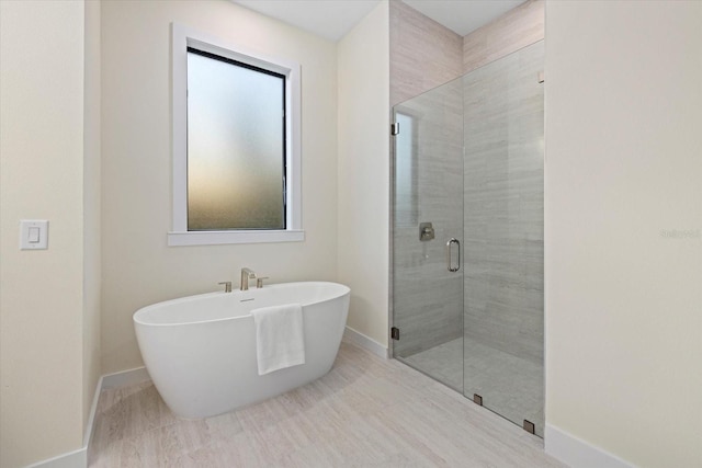 bathroom with plus walk in shower