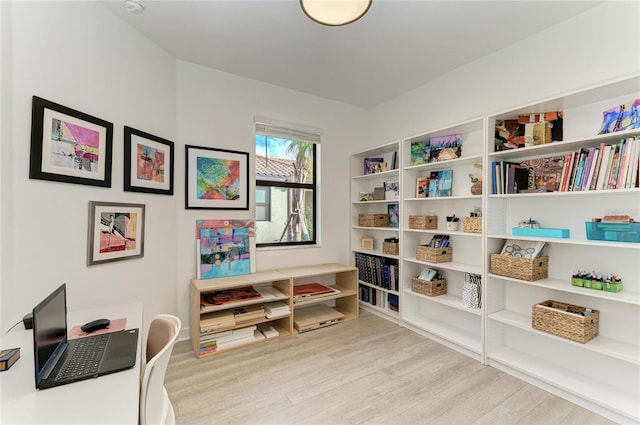 interior space with light hardwood / wood-style flooring