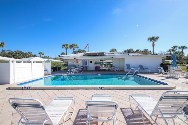 view of pool featuring a patio