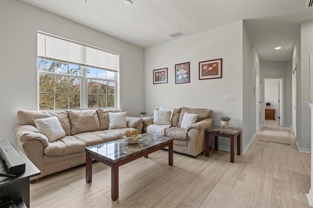 living room featuring light hardwood / wood-style floors