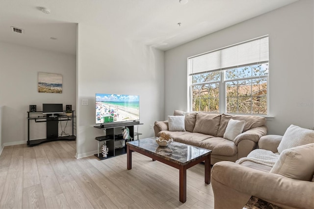 living room featuring light hardwood / wood-style flooring