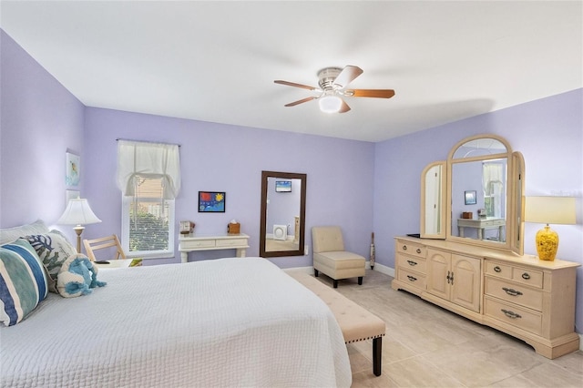 bedroom featuring ceiling fan