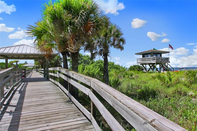 dock area featuring a water view