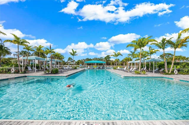 view of pool with a gazebo and a patio