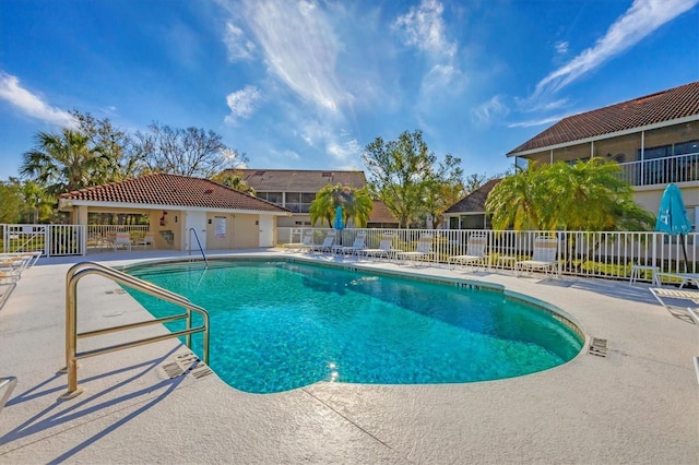 view of pool featuring a patio