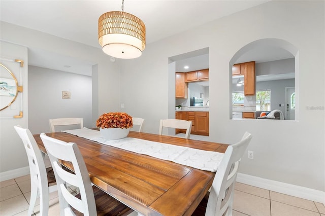 view of tiled dining space