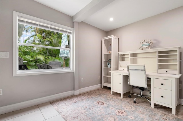 office area featuring light tile patterned floors