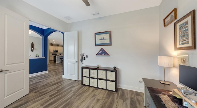 hall featuring dark hardwood / wood-style floors