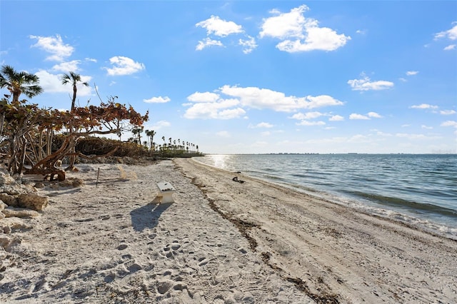 property view of water featuring a view of the beach