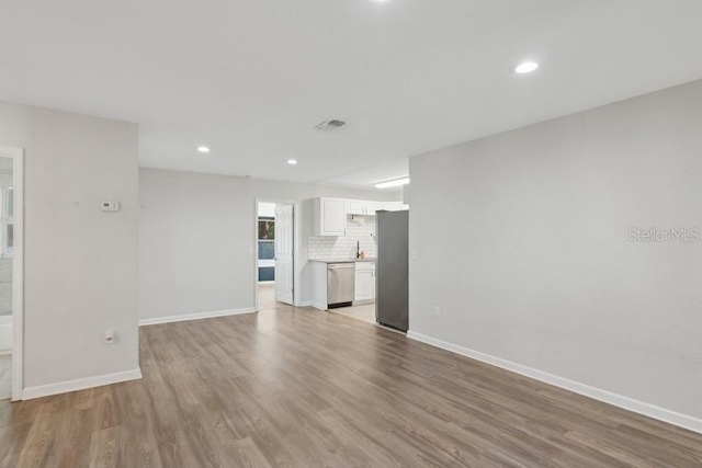 unfurnished living room with light hardwood / wood-style floors