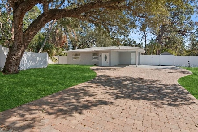 view of front of home with a front yard