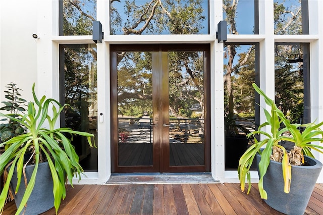 property entrance with french doors