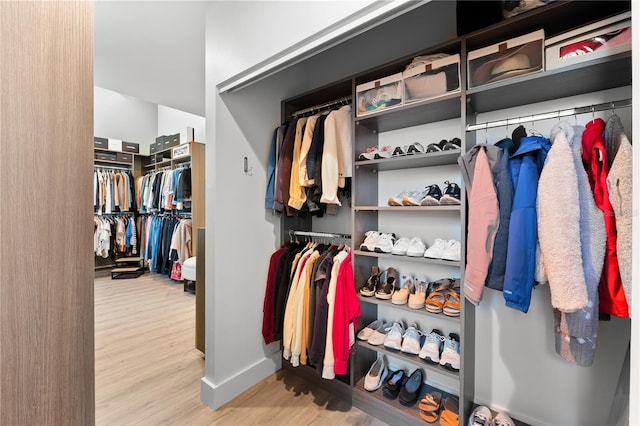 spacious closet featuring hardwood / wood-style flooring