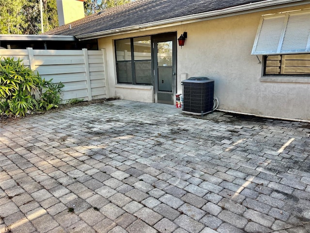 view of patio / terrace featuring central AC unit