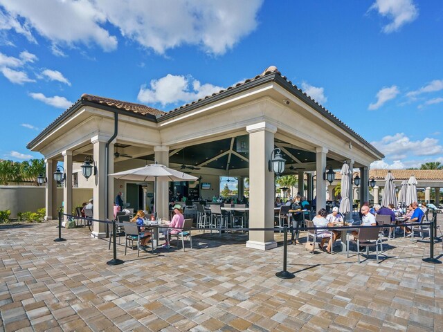 17459 Hickok Belt Loop, Bradenton, FL 34211 - view of patio featuring a ceiling fan and a gazebo