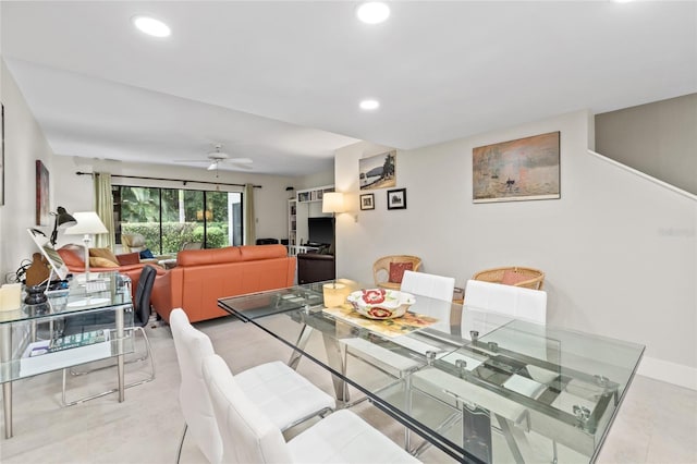 dining area featuring ceiling fan