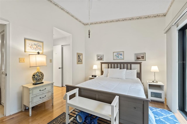 bedroom with light wood-type flooring