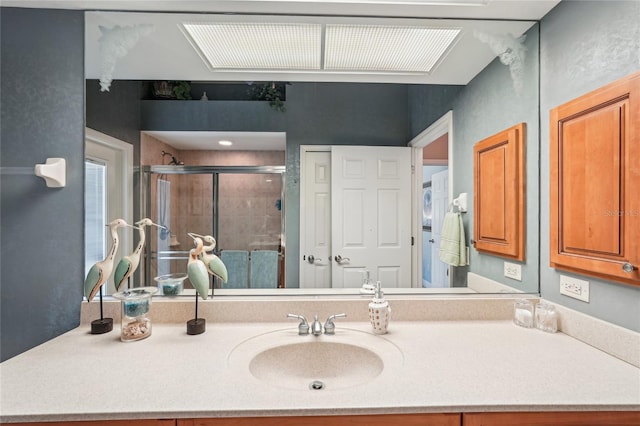 bathroom featuring sink and walk in shower