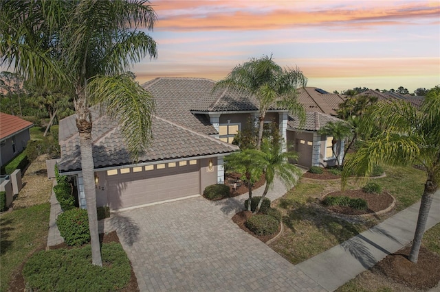 view of front of house with a garage