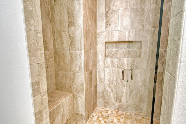 bathroom with a shower stall