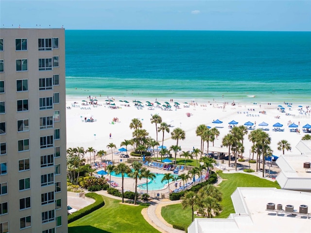 property view of water featuring a view of the beach