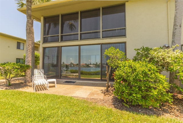 back of house featuring a yard and a patio area