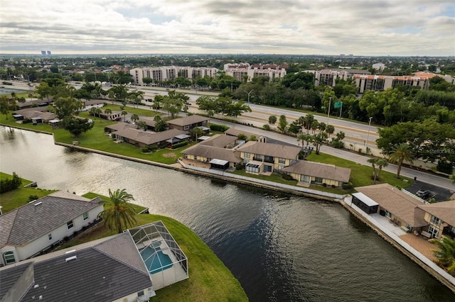 bird's eye view featuring a water view