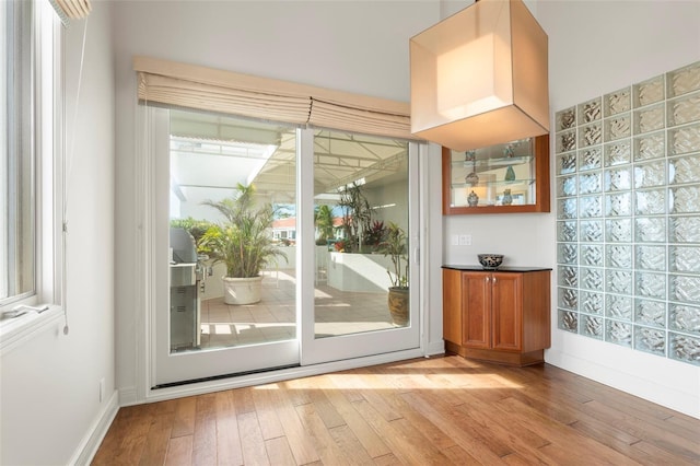 doorway featuring light wood-type flooring