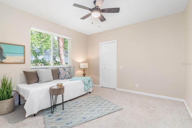 interior space featuring ceiling fan