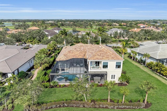 drone / aerial view with a residential view