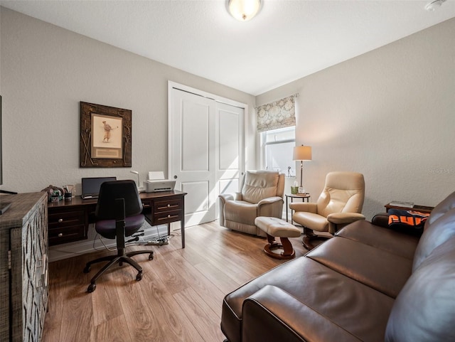 office area featuring light wood-type flooring