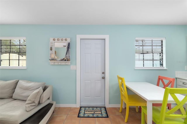 interior space featuring light tile patterned floors