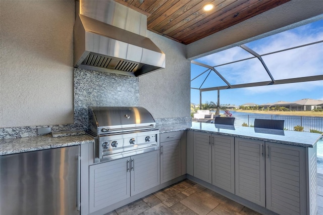5035 Seafoam Trl, Bradenton, FL 34211 - view of patio / terrace with glass enclosure and a water view