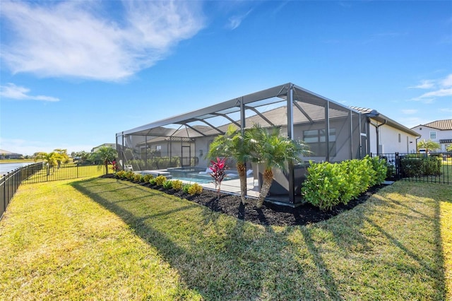 5035 Seafoam Trl, Bradenton, FL 34211 - rear view of property with a lanai, stucco siding, and a patio
