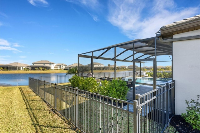 5035 Seafoam Trl, Bradenton, FL 34211 - view of patio / terrace featuring a water view and glass enclosure